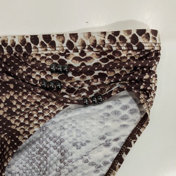 Snakeskin Print Tankini Set with Beaded Detailing - Picture 7 of 9